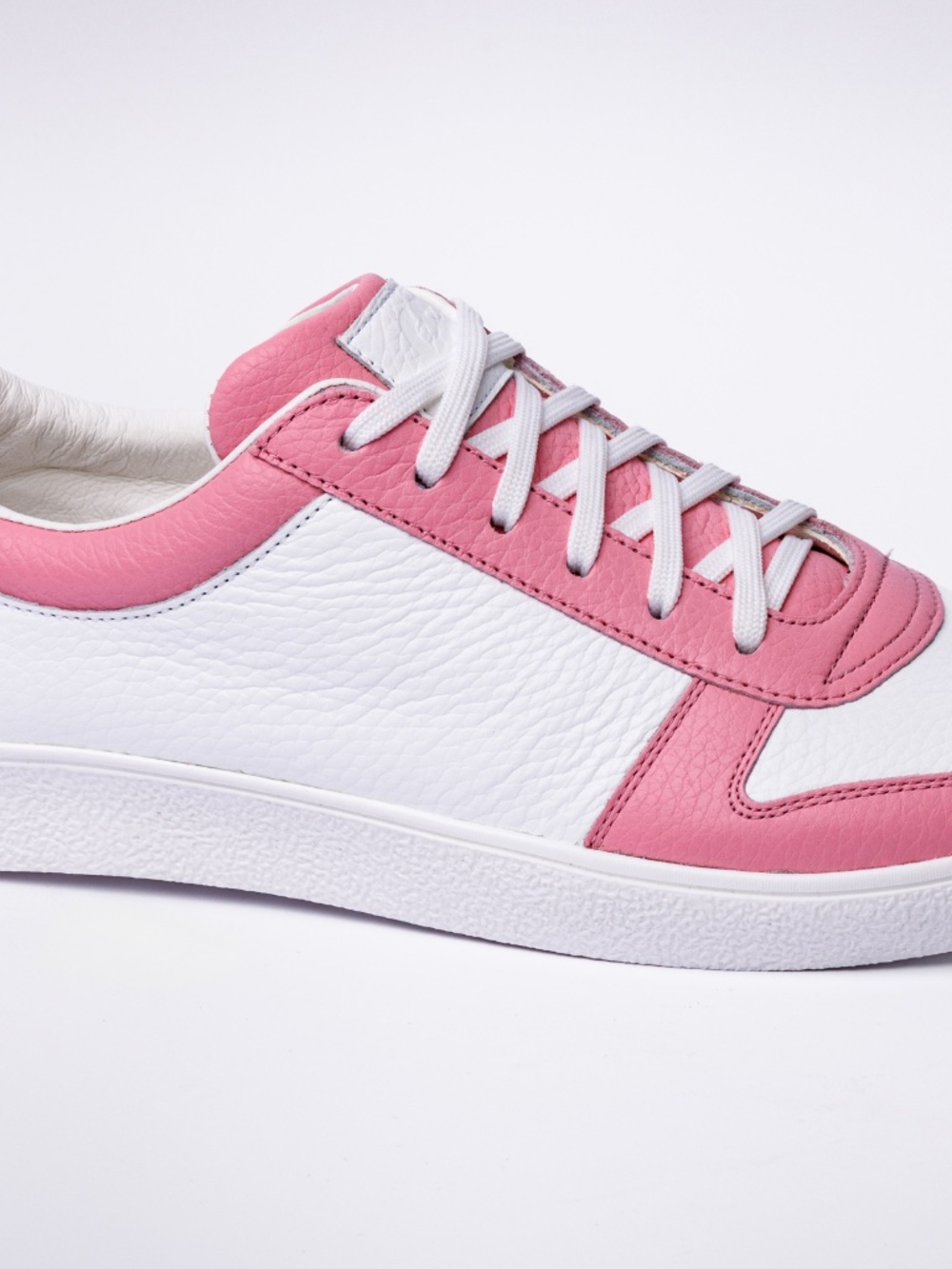 Club Shoes Relics Woman Leather Sneaker White-Pink "Miami" - Picture 3 of 5